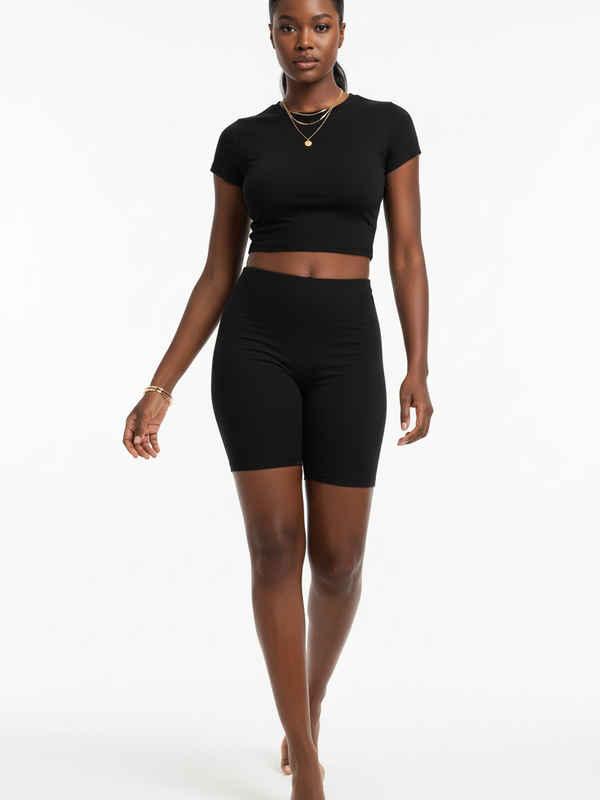 Ensemble Deux Pièces Crop Top et Short - Style Casual Chic | Silhouette-Chic