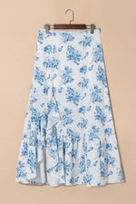Jupe Imprimée Asymétrique à Volants Fendue - Style Bohème Chic | Silhouette-Chic