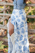 Jupe Imprimée Asymétrique à Volants Fendue - Style Bohème Chic | Silhouette-Chic