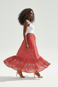 Jupe Longue Bohème Bordure - Esprit Nomade | Silhouette-Chic