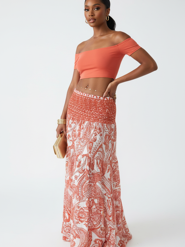 Jupe Longue Bohème Smockée - Liberté Bohème | Silhouette-Chic