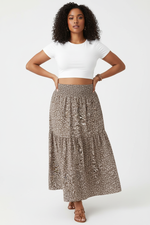 Jupe Longue Fleurie Smockée À Volants Étagés Grande Taille - Liberté Boho | Silhouette-Chic