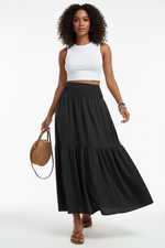 Jupe Longue Smockée à Volants - Confort Élégant | Silhouette-Chic