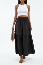 Jupe Longue Smockée à Volants - Confort Élégant | Silhouette-Chic