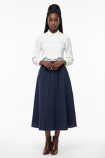 Jupe Midi Velours Boutons - Chic Rétro | Silhouette-Chic