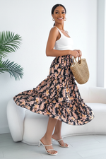 Jupe Midi Tropicale à Volants - Évasion Estivale | Silhouette-Chic