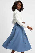 Jupe Midi Velours Boutons - Chic Rétro | Silhouette-Chic