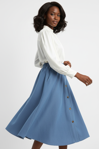 Jupe Midi Velours Boutons - Chic Rétro | Silhouette-Chic