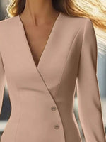 Robe Blazer Manches Longues Détails Boutonnés - Élégance Professionnelle Chic | Silhouette-Chic