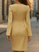 Robe Blazer Manches Longues Détails Boutonnés - Élégance Professionnelle Chic | Silhouette-Chic