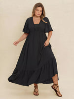 Robe Maxi Boho à Volants Grande Taille Manches Papillon - L'Élégance Bohème | Silhouette-Chic