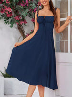 Robe Midi Trapèze Nœud Devant - Élégance Féminine Romantique | Silhouette-Chic