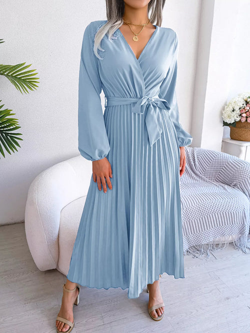 Robe Plissée Azur - Élégance Intemporelle | Silhouette-Chic