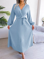 Robe Plissée Azur - Élégance Intemporelle | Silhouette-Chic