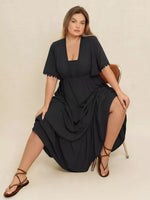 Robe Maxi Boho à Volants Grande Taille Manches Papillon - L'Élégance Bohème | Silhouette-Chic