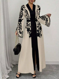 Robe Maxi Imprimée Ceinture à Nouer Taille - Élégance Bohème Estivale | Silhouette-Chic