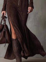 Maxikleid in großen Größen mit Reißverschluss und Schlitz