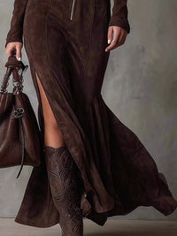 Robe Maxi Grande Taille Fermeture Éclair Fente - Élégance Inclusive | Silhouette-Chic