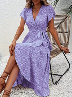 Robe Midi Florale Portefeuille à Volants - Romantisme & Féminité | Silhouette-Chic
