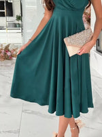 Robe Midi Cache-Cœur Manches Courtes - Élégance Estivale Féminine | Silhouette-Chic