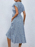 Robe Midi Florale Portefeuille à Volants - Romantisme & Féminité | Silhouette-Chic