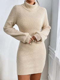 Robe Pull Côtelée Col Roulé - Confort Chic Hiver | Silhouette-Chic