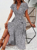 Robe Midi Florale Portefeuille à Volants - Romantisme & Féminité | Silhouette-Chic