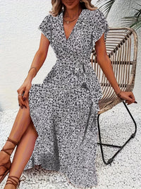 Robe Midi Florale Portefeuille à Volants - Romantisme & Féminité | Silhouette-Chic