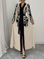 Robe Maxi Imprimée Ceinture à Nouer Taille - Élégance Bohème Estivale | Silhouette-Chic
