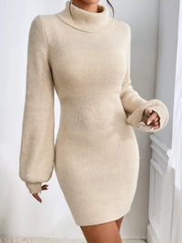 Robe Pull Côtelée Col Roulé - Confort Chic Hiver | Silhouette-Chic