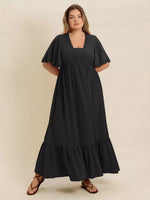 Robe Maxi Boho à Volants Grande Taille Manches Papillon - L'Élégance Bohème | Silhouette-Chic