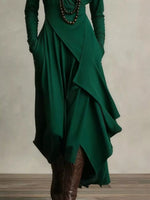 Robe Asymétrique Grande Taille Col Roulé Poches Volants - Design Moderne | Silhouette-Chic