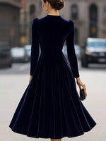 Robe Velours Manches Longues Ligne A - Luxe Intemporel & Glamour | Silhouette-Chic