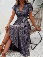 Robe Midi Florale Portefeuille à Volants - Romantisme & Féminité | Silhouette-Chic