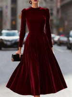 Robe Velours Manches Longues Ligne A - Luxe Intemporel & Glamour | Silhouette-Chic