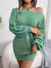 Robe Pull Une Épaule Multicolore Tricot - Statement & Originalité | Silhouette-Chic
