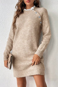 Robe Pull Manches Raglan Ourlet Côtelé - Confort & Style Casual Chic | Silhouette-Chic