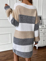 Robe Pull Manches Longues Color Block Multicolore - Style Moderne | Silhouette-Chic