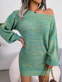 Robe Pull Une Épaule Multicolore Tricot - Statement & Originalité | Silhouette-Chic