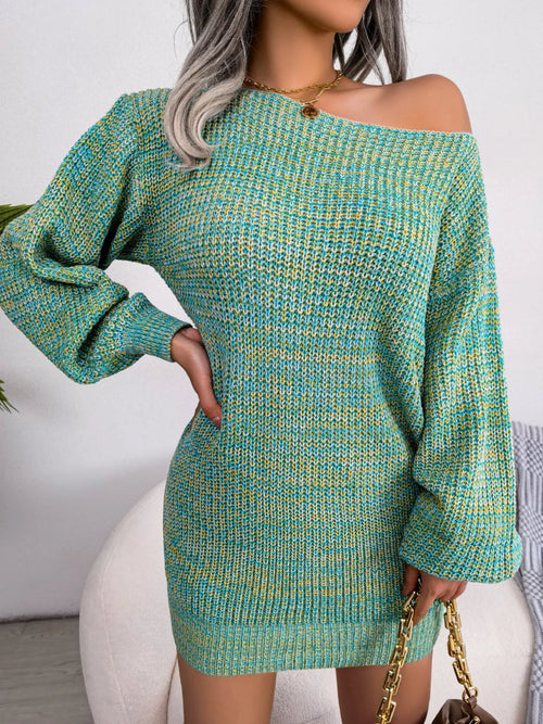 Robe Pull Une Épaule Multicolore Tricot - Statement & Originalité | Silhouette-Chic
