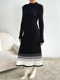 Robe Pull Côtelée avec Ourlet Rayé - Confort & Style Casual | Silhouette-Chic