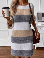 Robe Pull Manches Longues Color Block Multicolore - Style Moderne | Silhouette-Chic