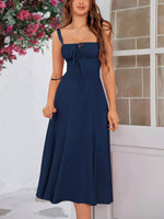 Robe Midi Trapèze Nœud Devant - Élégance Féminine Romantique | Silhouette-Chic