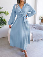 Robe Plissée Azur - Élégance Intemporelle | Silhouette-Chic