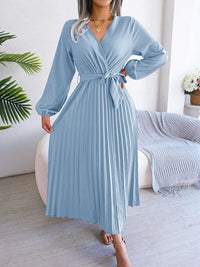 Robe Plissée Azur - Élégance Intemporelle | Silhouette-Chic