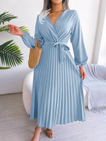 Robe Plissée Azur - Élégance Intemporelle | Silhouette-Chic