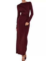 Robe Maxi Ajustée Froncée Manches Longues | Silhouette-Chic