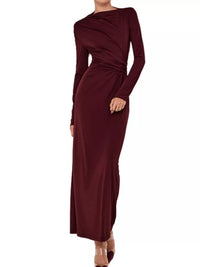 Robe Maxi Ajustée Froncée Manches Longues | Silhouette-Chic