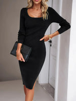 Robe Midi Côtelée Moulante Fente Latérale - Élégance Sculptante | Silhouette-Chic