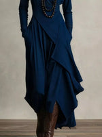 Robe Asymétrique Grande Taille Col Roulé Poches Volants - Design Moderne | Silhouette-Chic